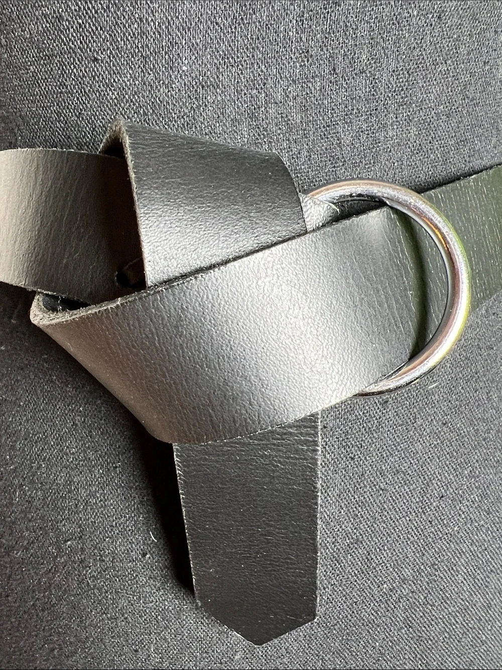 Medieval Viking Black Leather Belt with Silver Tone O-Ring